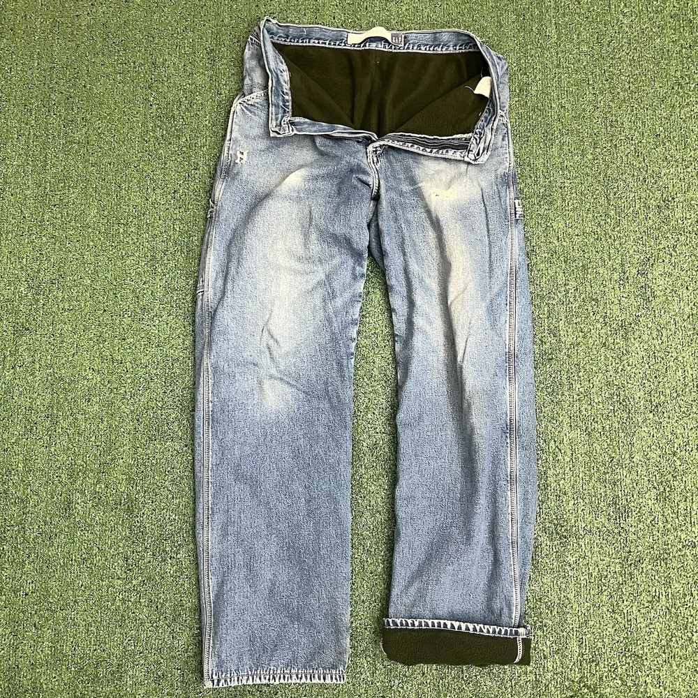 Vintage Gap Fleece Lined Carpenter Jeans Mens 32x34 Denim Workwear Light Wash